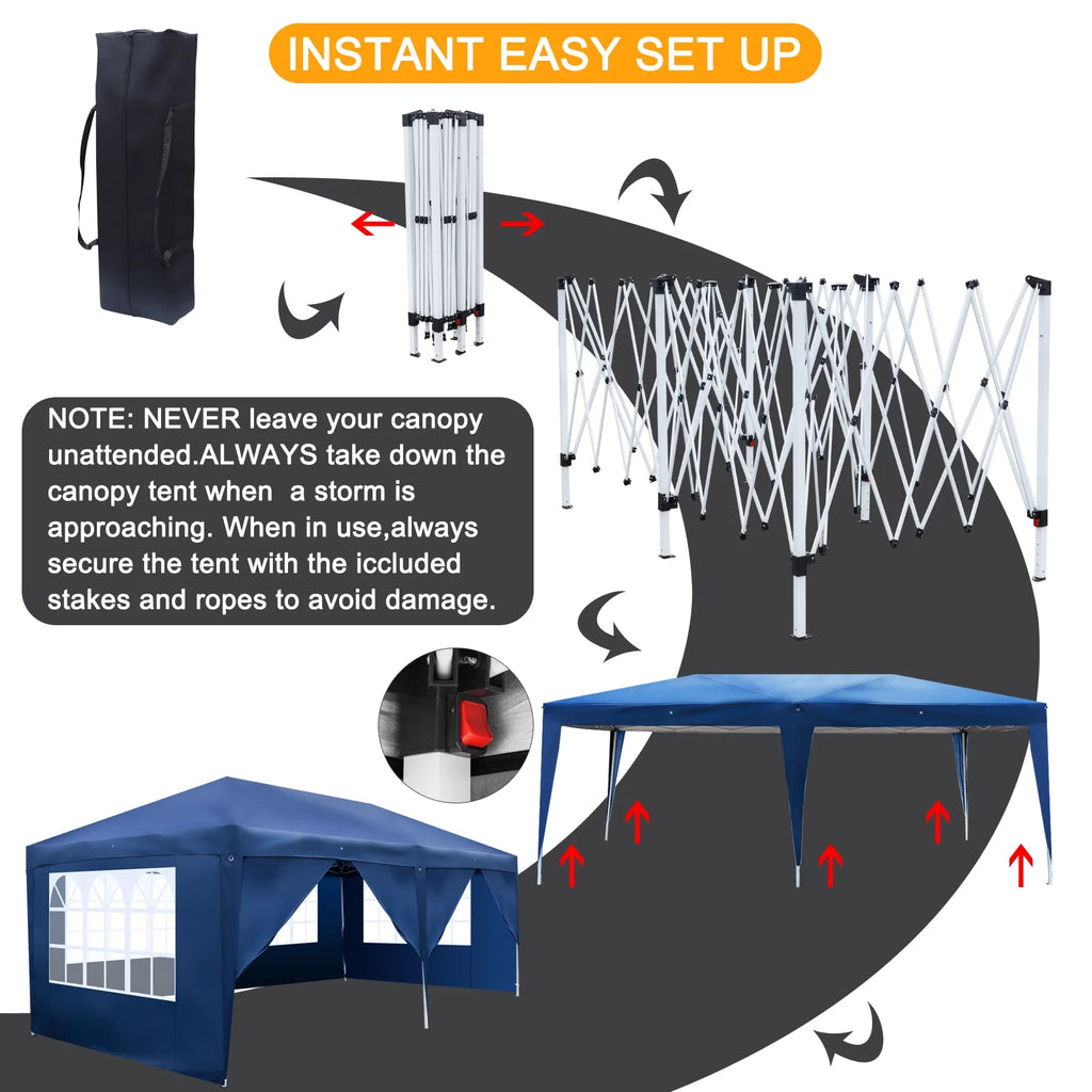 10' x 20' Pop Up Canopy Tent with 4 Side Walls S5359