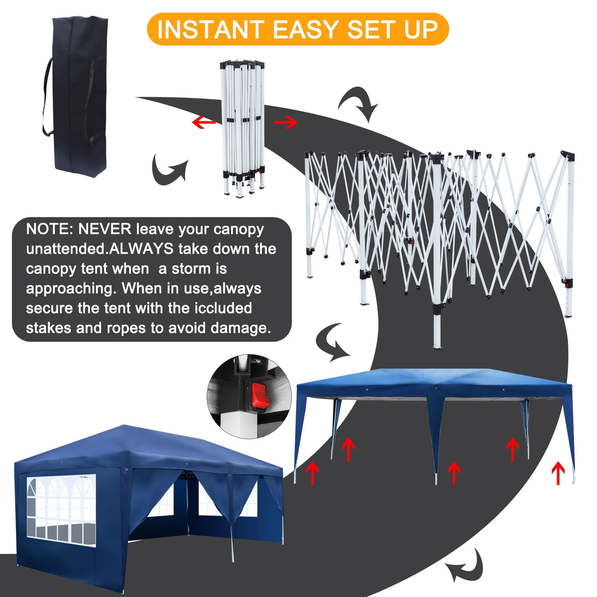 10' x 20' Pop Up Canopy Tent with 4 Side Walls S5359