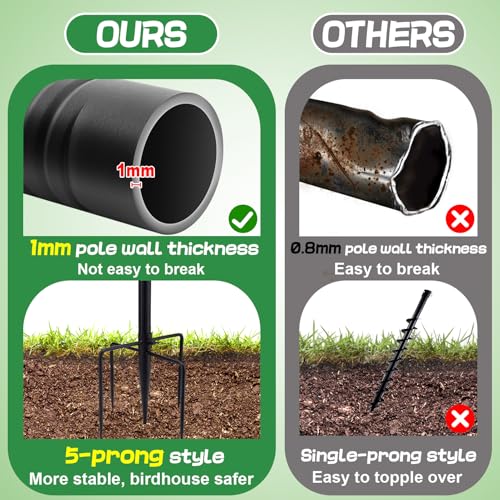 68in Adjustable Heavy-Duty Bird Feeder Pole with 5 Prong Base B93962