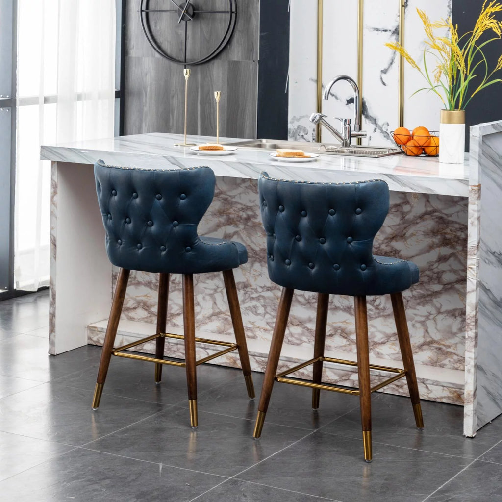 Yellow Faux Leather Counter Stool Set of 2 N5596