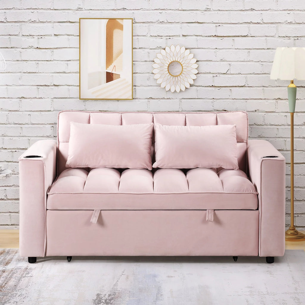 Convertible Sleeper Sofa Bed with Cup Holder and USB Charging Ports X454145
