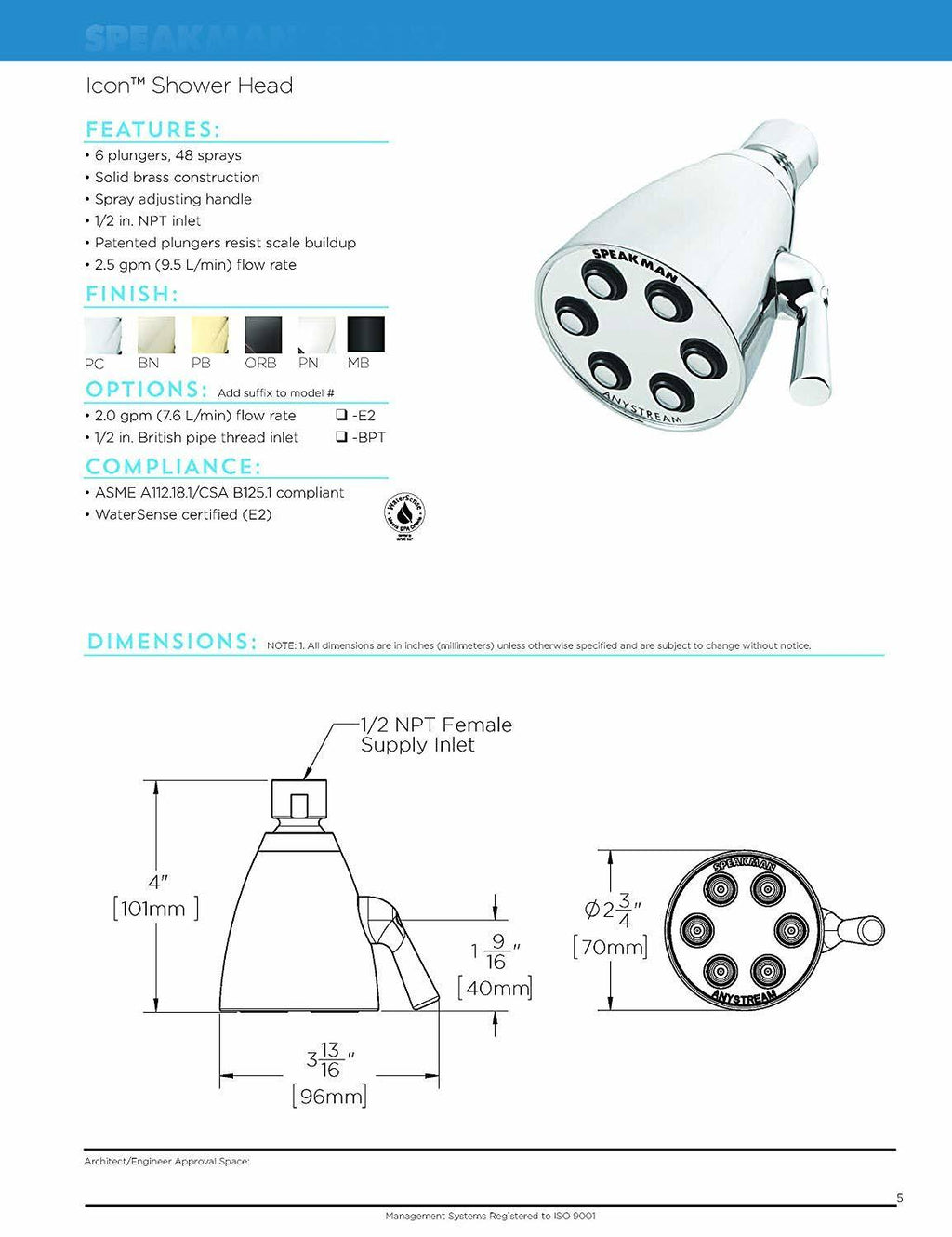 Polished Chrome Adjustable Shower Head R47340