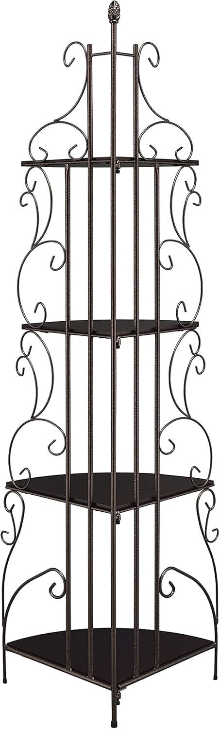 4-Shelf Corner Bookcase Cappuccino and Copper O17453