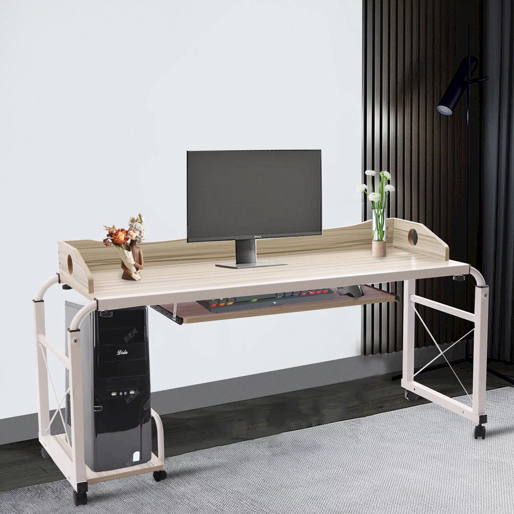 Over Bed Laptop Table Mobile Desk with Wheels Adjustable B7956