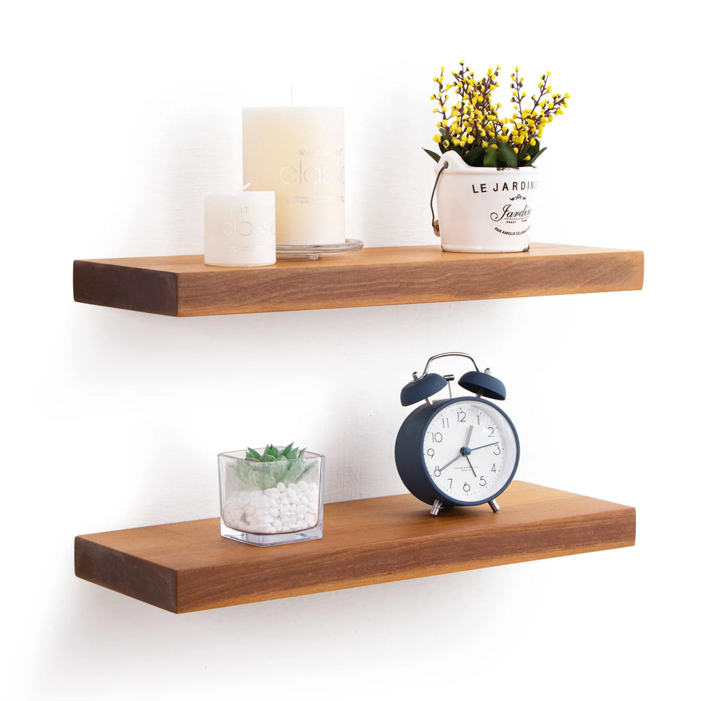16 inch Solid Acacia Wood Floating Shelves Set of 2 Y51808