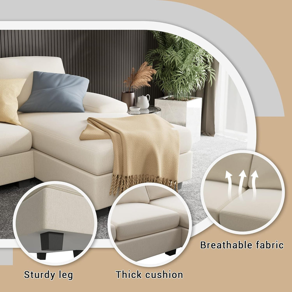 White Modular Sectional Sofa Sleeper with Double Chaise W28887