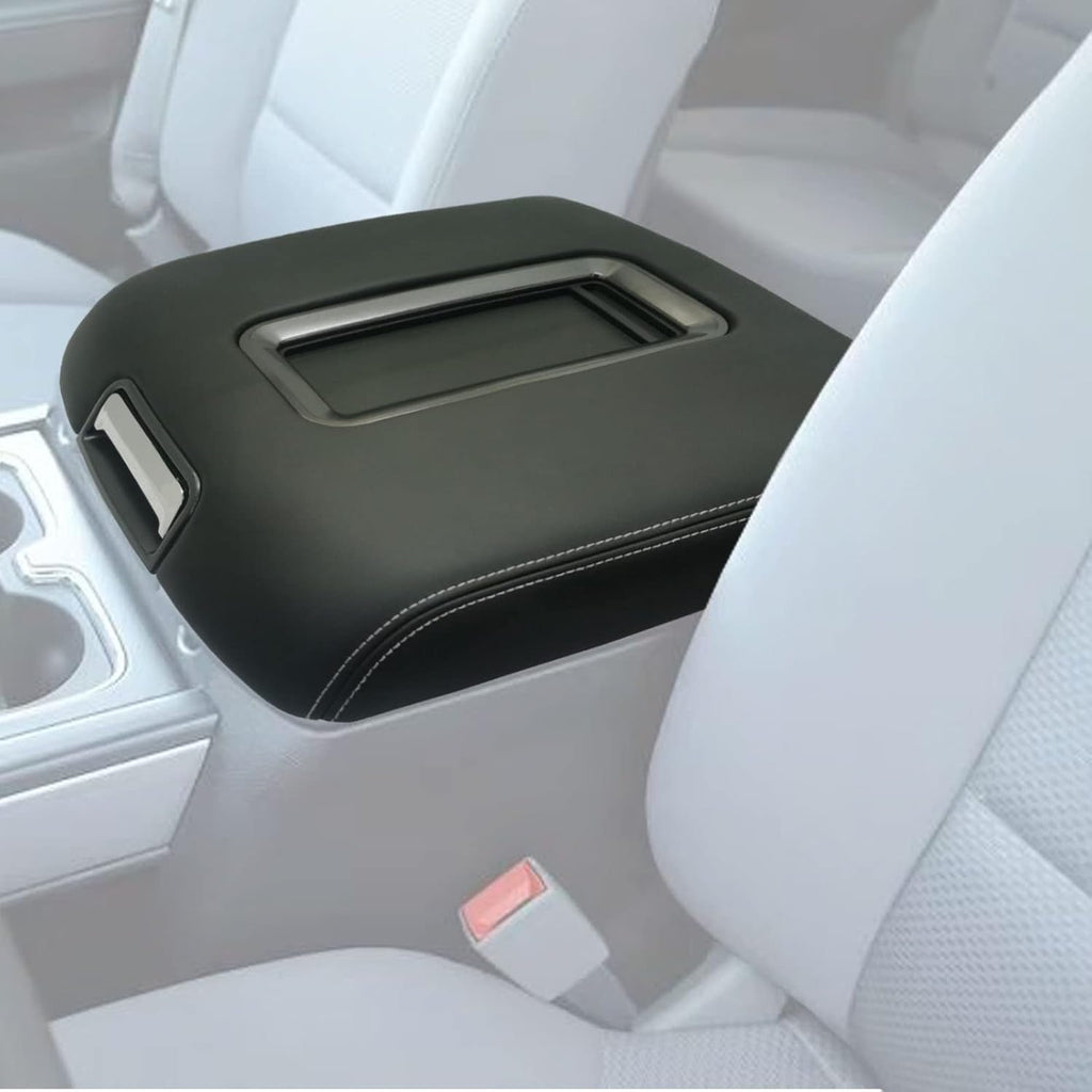 Center Console Armrest Lid with Steel Bracket Black Leather N4583
