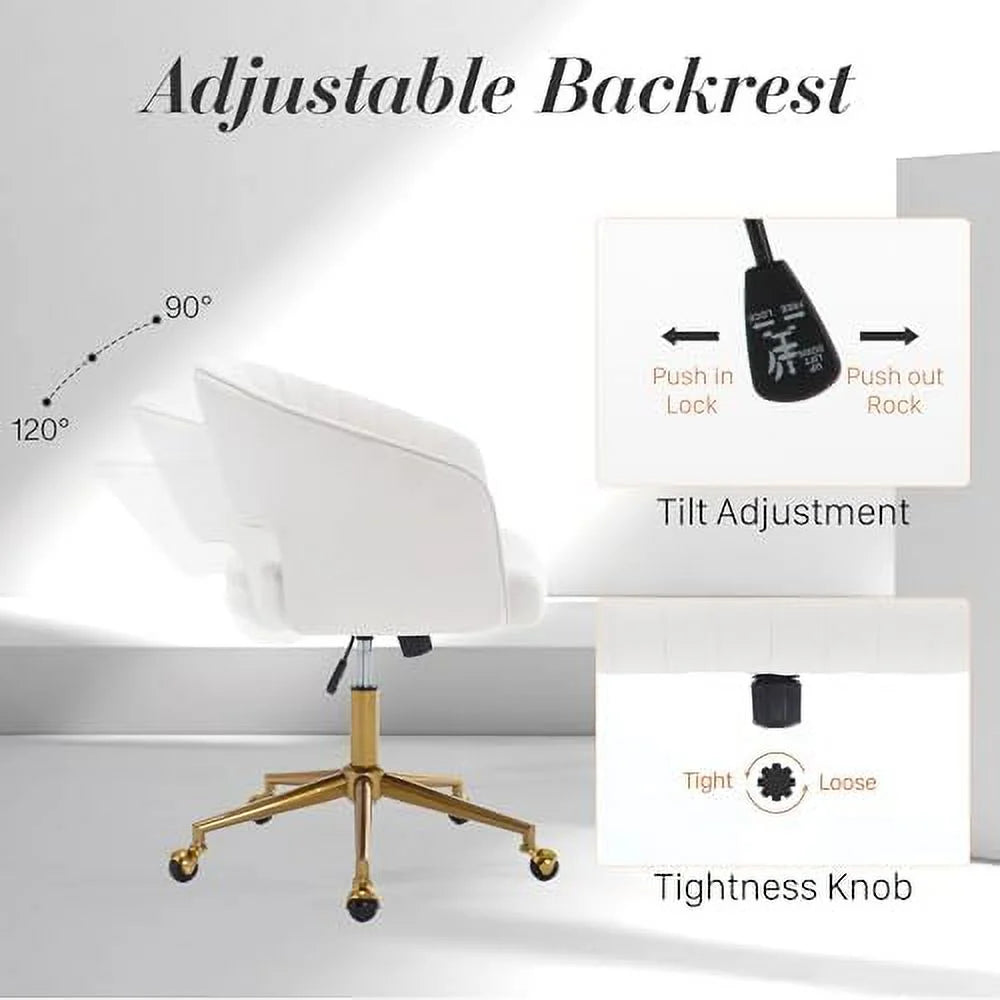 Velvet Height Adjustable Swivel Desk Chair U35283
