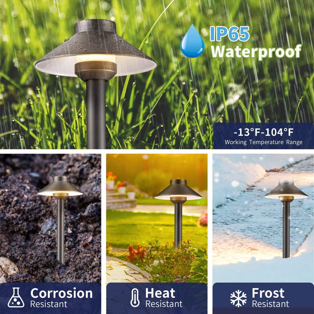 Brass Low Voltage LED Landscape Path Lights 4 Pack V3724