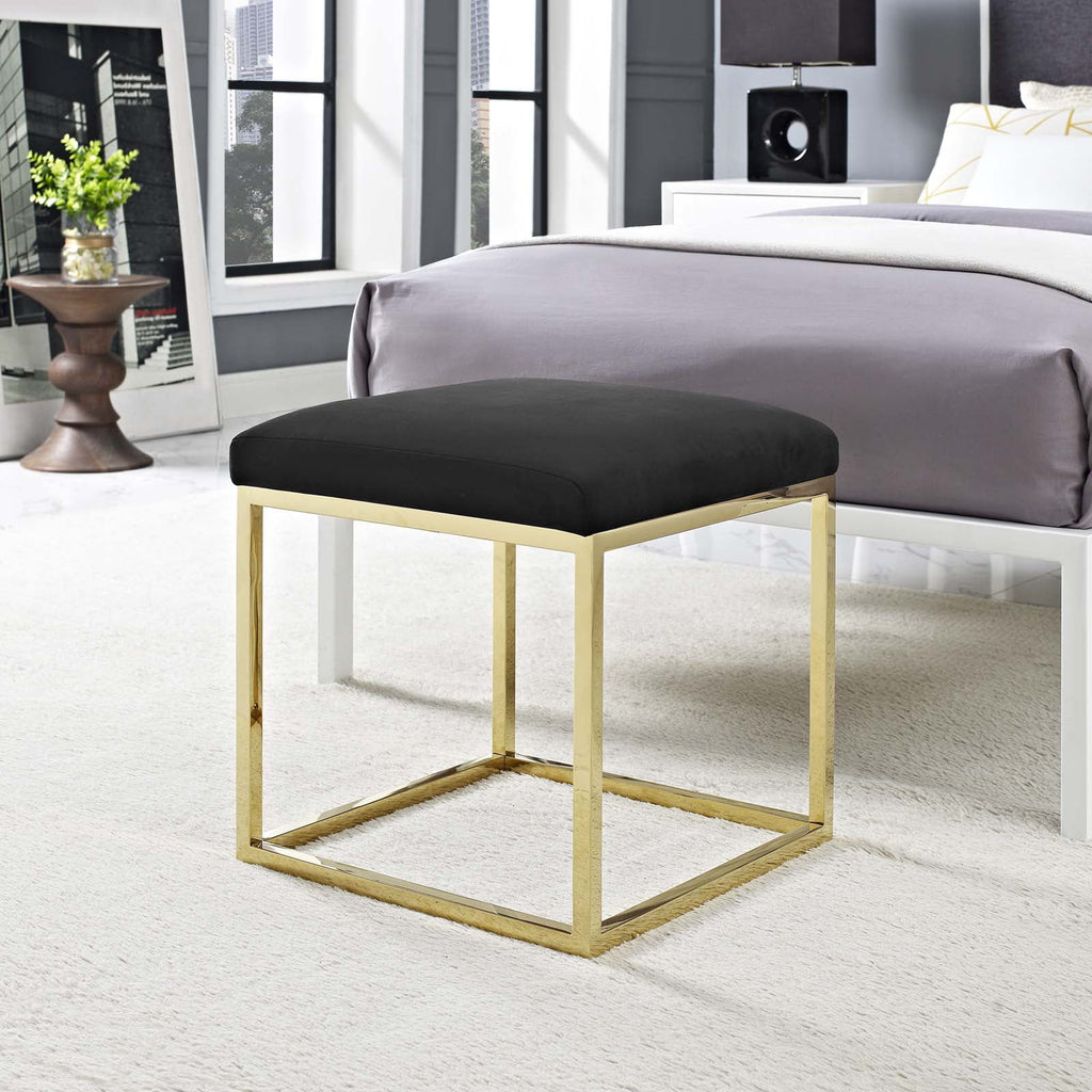 Gold Black Velvet Accent Chair Ottoman V339475