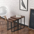 3 pcs Nesting Table Metal Legs Wood Top Walnut C637079