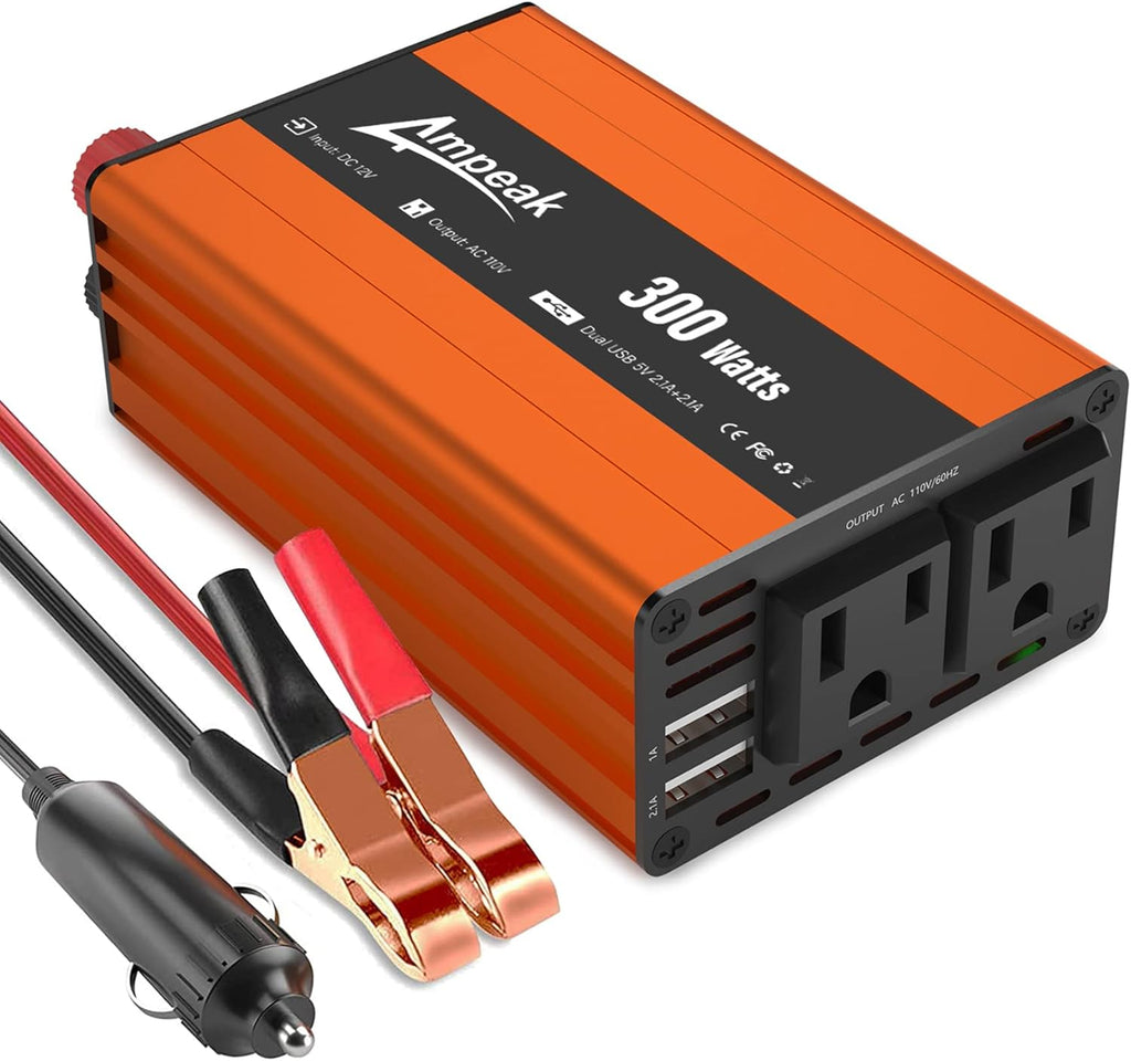850W Car Power Inverter 12V to 110V 2 USB Ports 2 AC Outlets Pack of 2 A7105