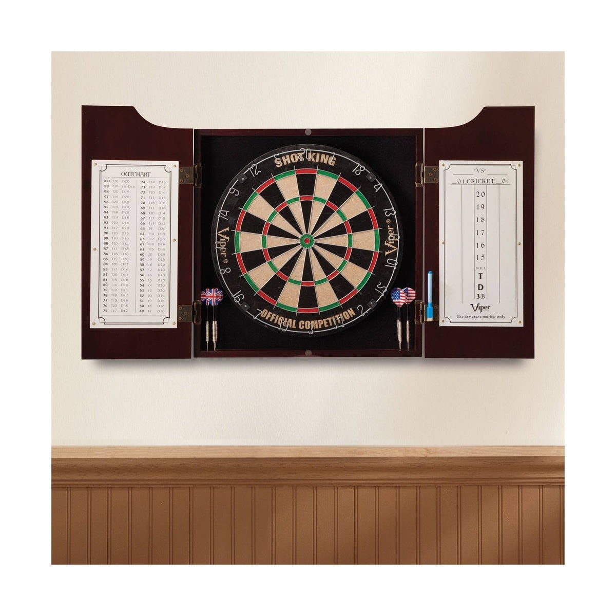Sisal/Bristle Steel Tip Dartboard & Cabinet Bundle D3705