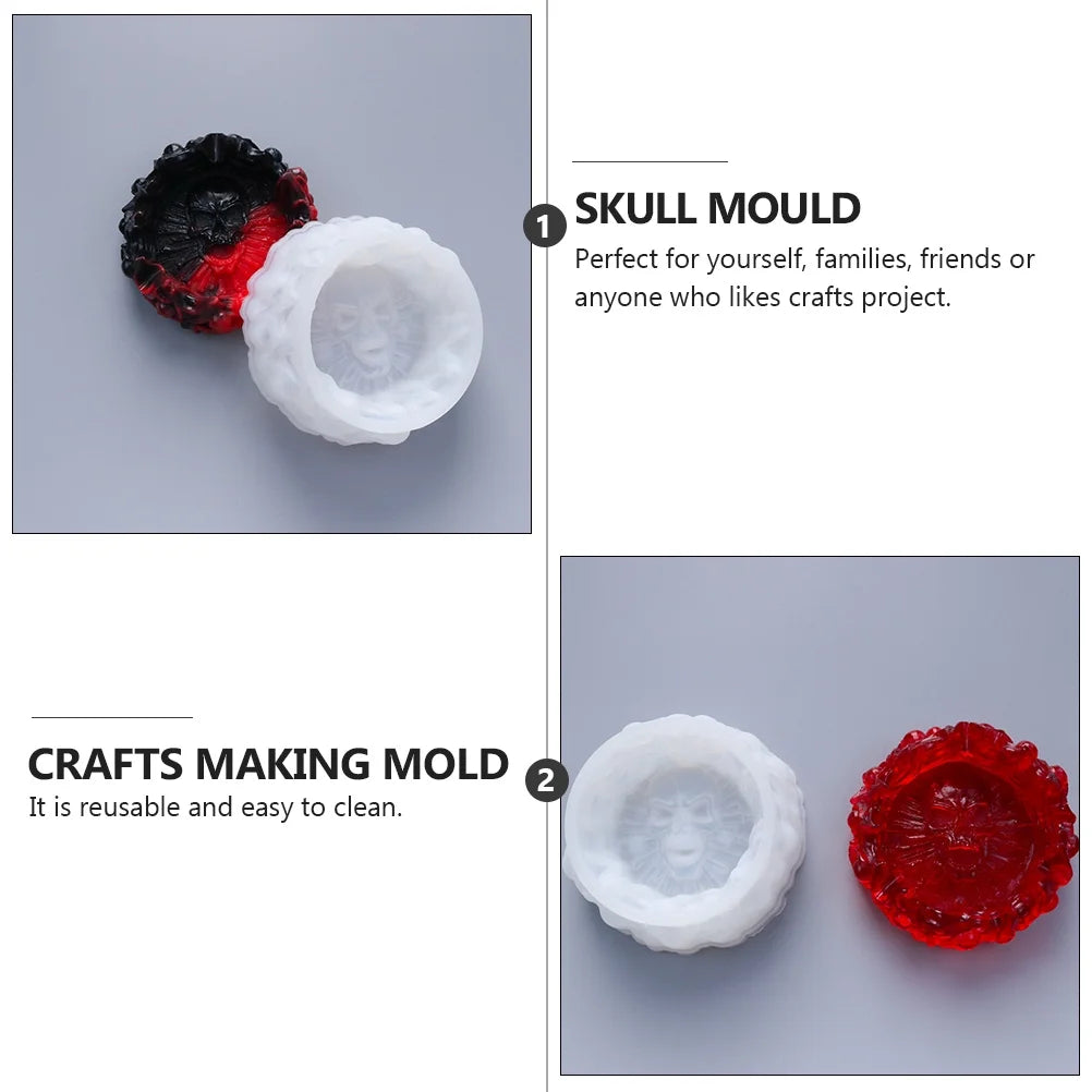 White Silica Gel Skull Ashtray Mold G5055
