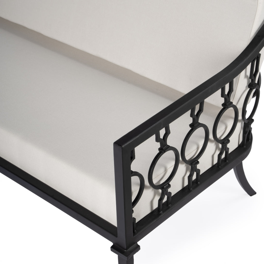 Black Iron Upholstered Outdoor Loveseat J1647