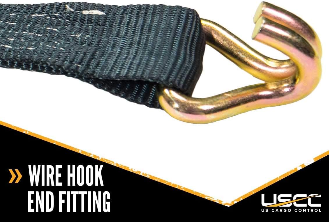 2 Pack 2 Inch x 18 Foot Black Ratchet Straps with Double J Hooks A3377