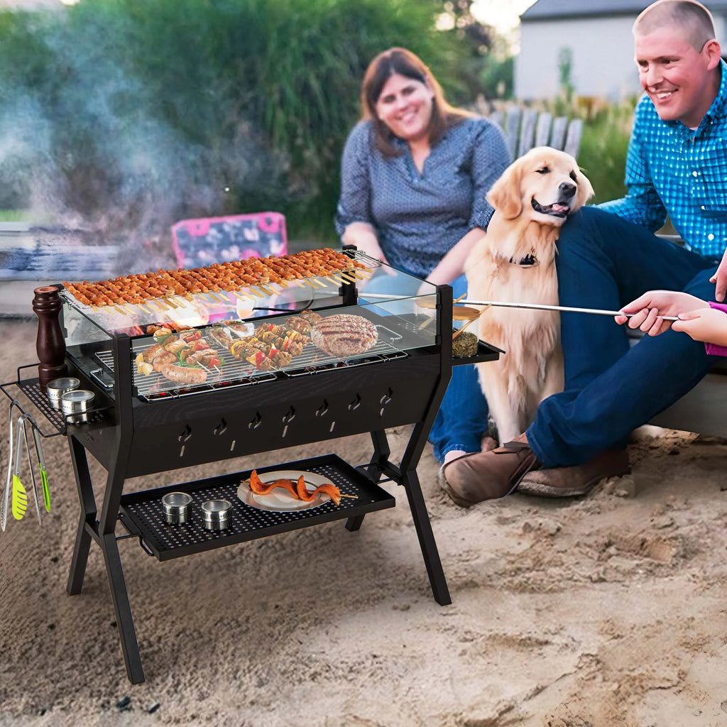 Stainless Steel Charcoal Grills with Storage Shelf Z256222