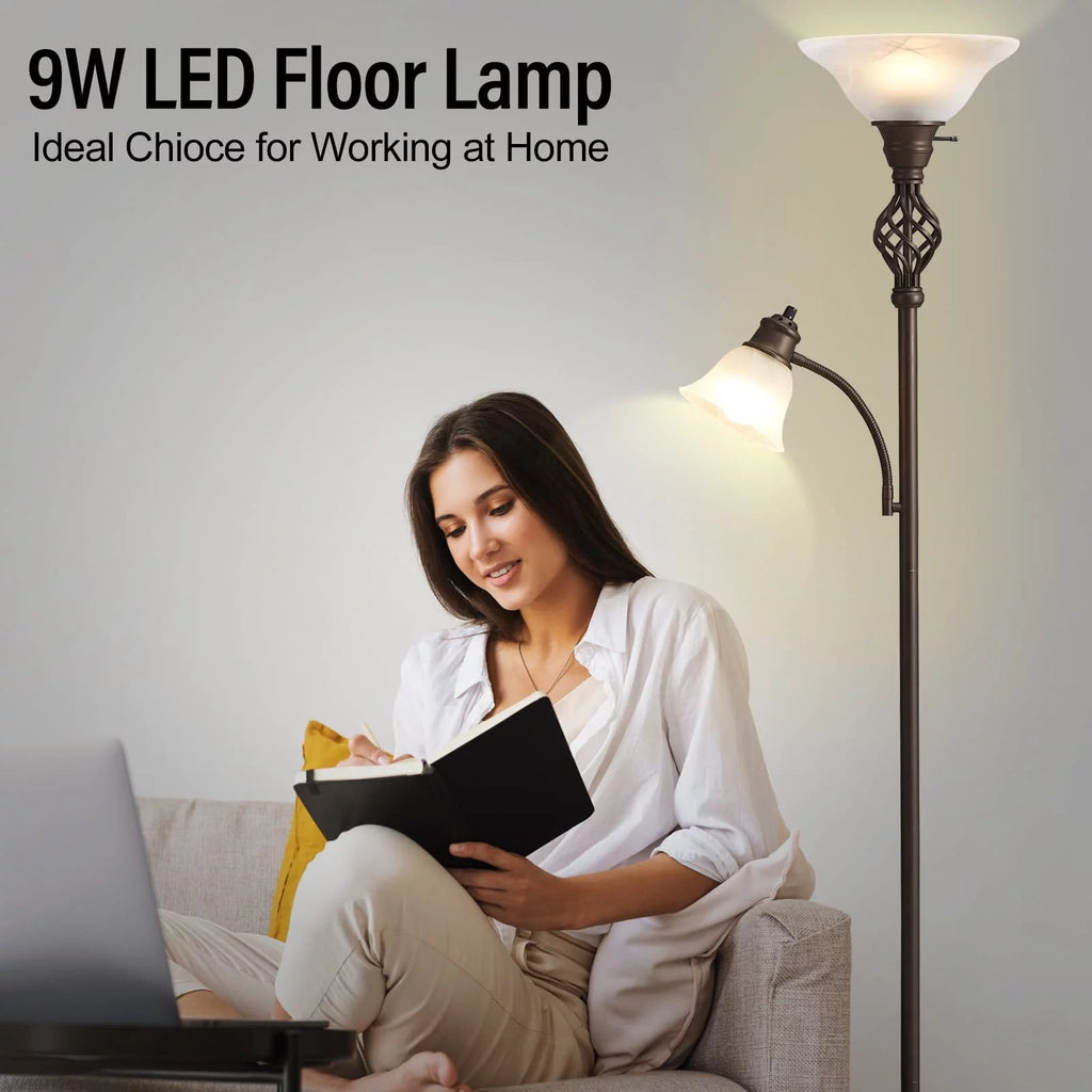 Torchiere Floor Lamp with Glass Shade, Bulbs Included V396963