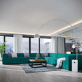 Teal Upholstered Fabric 7 Piece Sectional Sofa Set M437