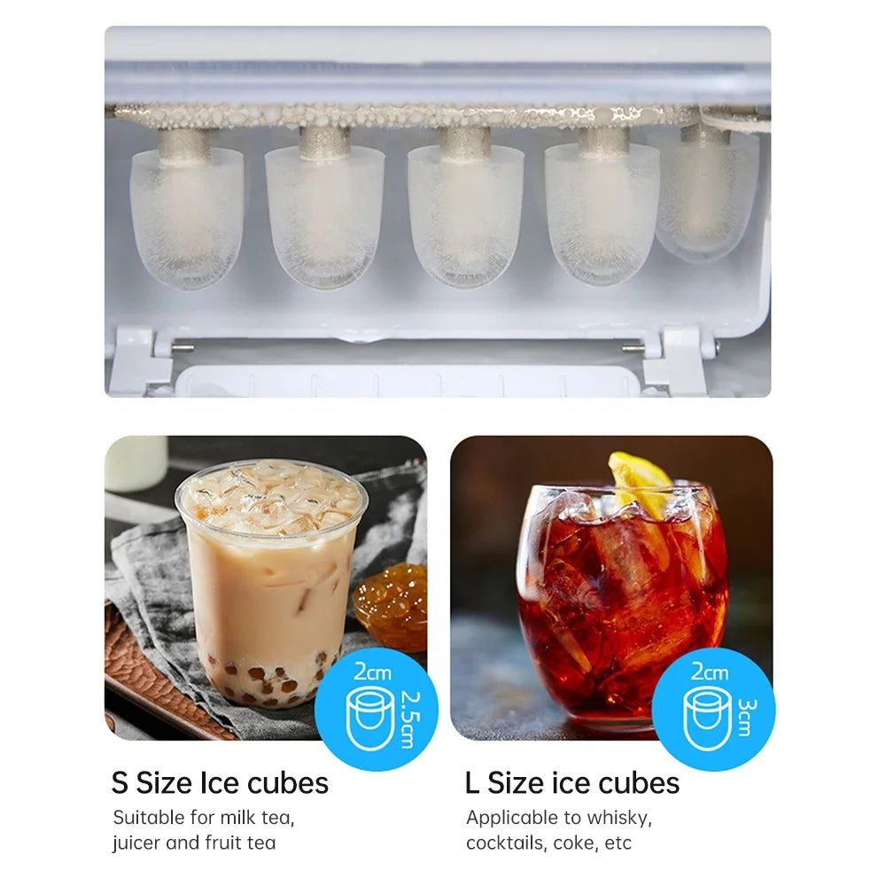 Countertop Ice Maker with Ice Scoop and Basket, 2 Ice Sizes V787