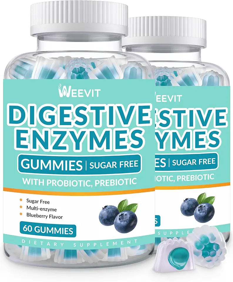 Sugar Free Vegan Blueberry Flavored Chewable Digestive Enzymes Gummies with Probiotics & Prebiotics Blend W241172