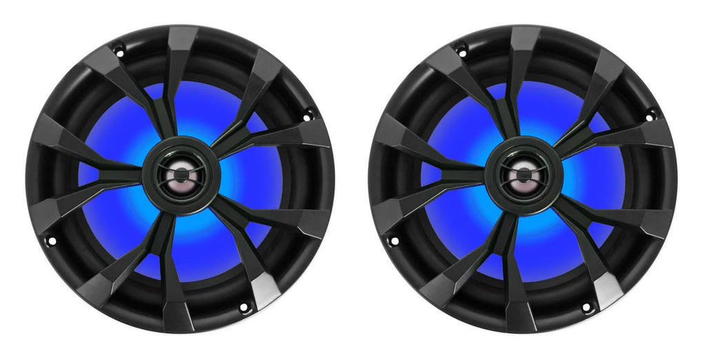 8" LED 900w 360° Swivel Black Aluminum Boat Speakers F10334
