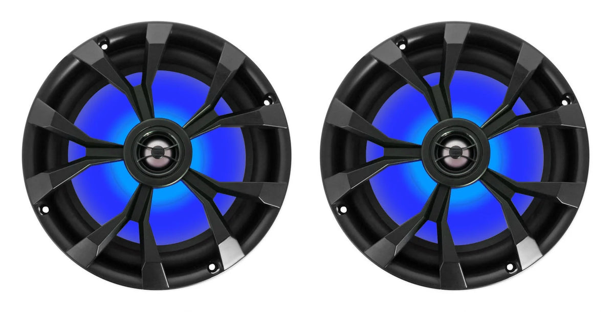 8" LED 900w 360° Swivel Black Aluminum Boat Speakers F10334