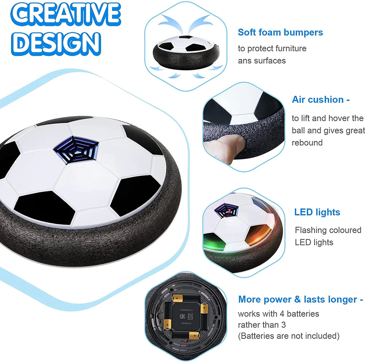 Hover Soccer Ball Toys with LED Light and Soft Foam Bumpers C337197