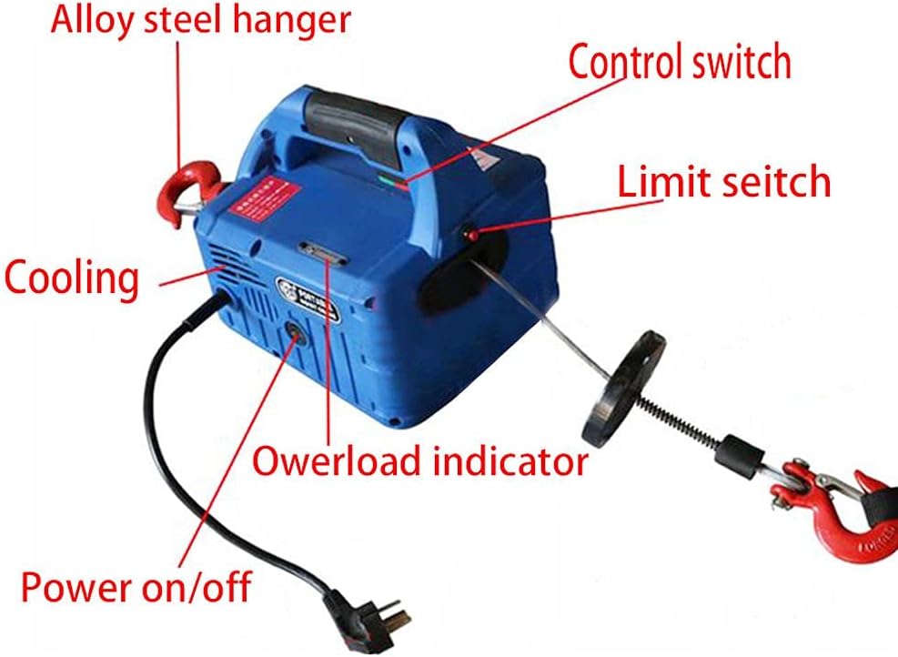 Electric Hoist Crane 992 Lb Capacity 25 Ft Wire Cable 110V Overhead Lift N2162