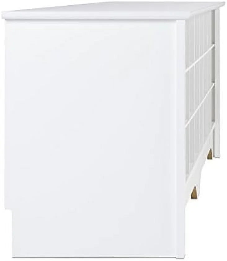 White 24-Pair Shoe Cubby Bench Q580525