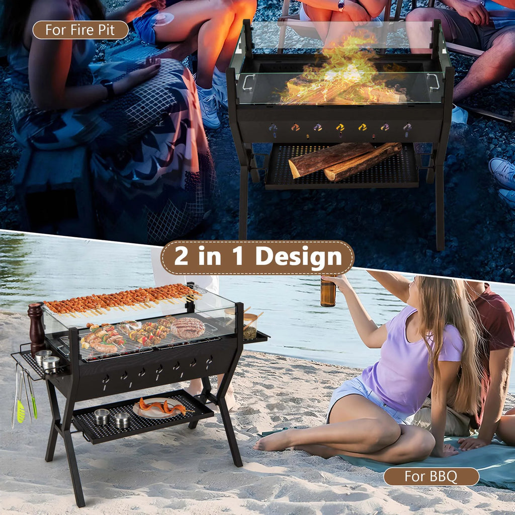 Stainless Steel Charcoal Grills with Storage Shelf Z256222
