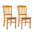 Wood Dining Chairs Set of 2 Oak Finish W755049
