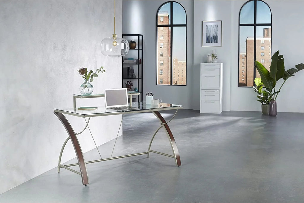 55"W Glass Computer Desk T57903
