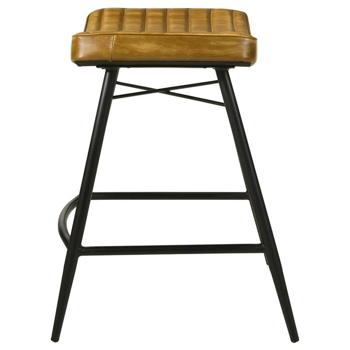 25" Leather Upholstered Counter Height Stool in Camel E12502