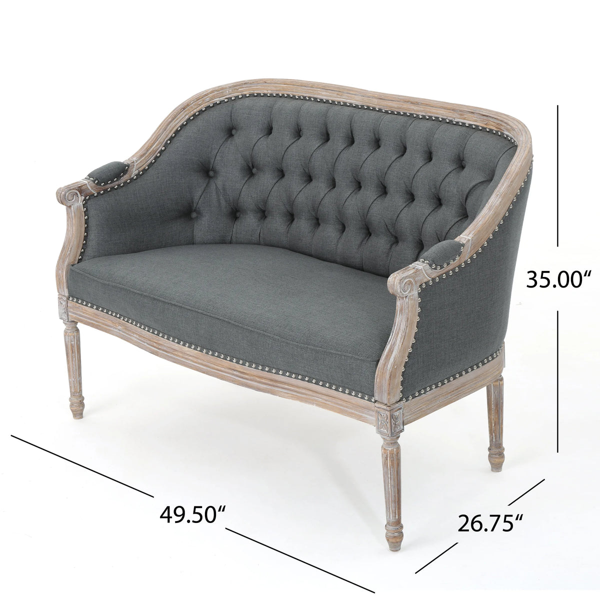 Dark Gray Fabric Loveseat P702661