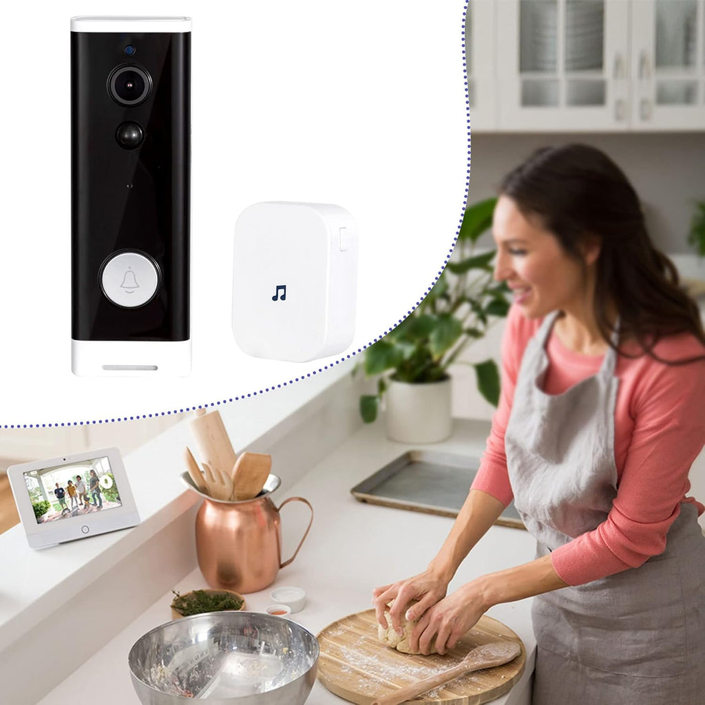 Wireless HD Video Camera Doorbell with Chime, 2-Way Audio, Rechargeable Battery, Night Vision, IP65 Waterproof Z556722