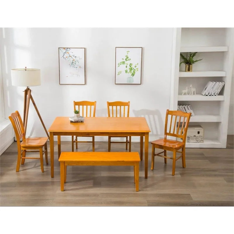 Wood Dining Chairs Set of 2 Oak Finish W755049