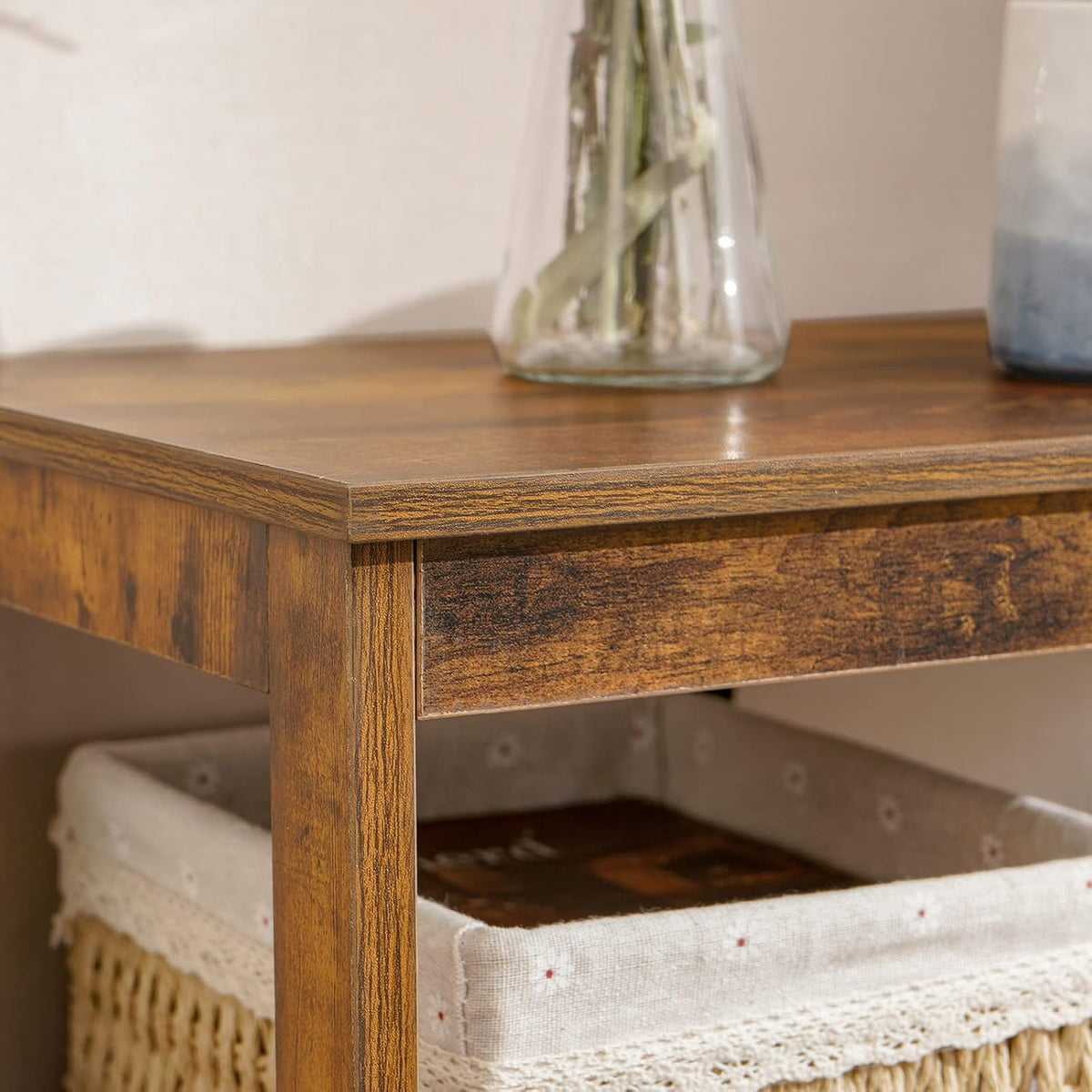 Rustic Brown Floor Storage Cabinet with 2 Doors and Adjustable Shelf B844766