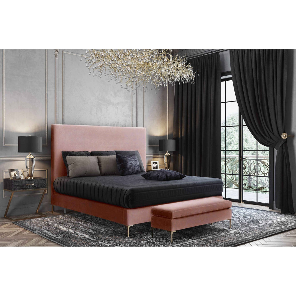 Blush Textured Velvet Bench V60328