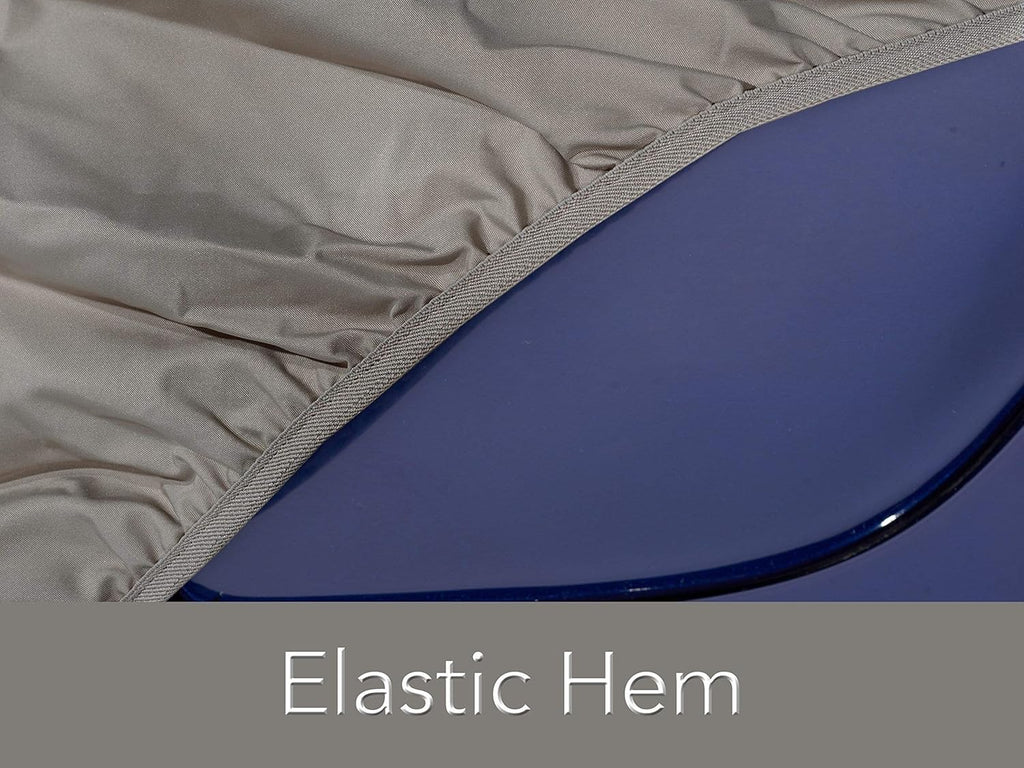 Grey Heavy-Duty Polyester Car Cover with Mesh Vent and Elastic Hem L299237