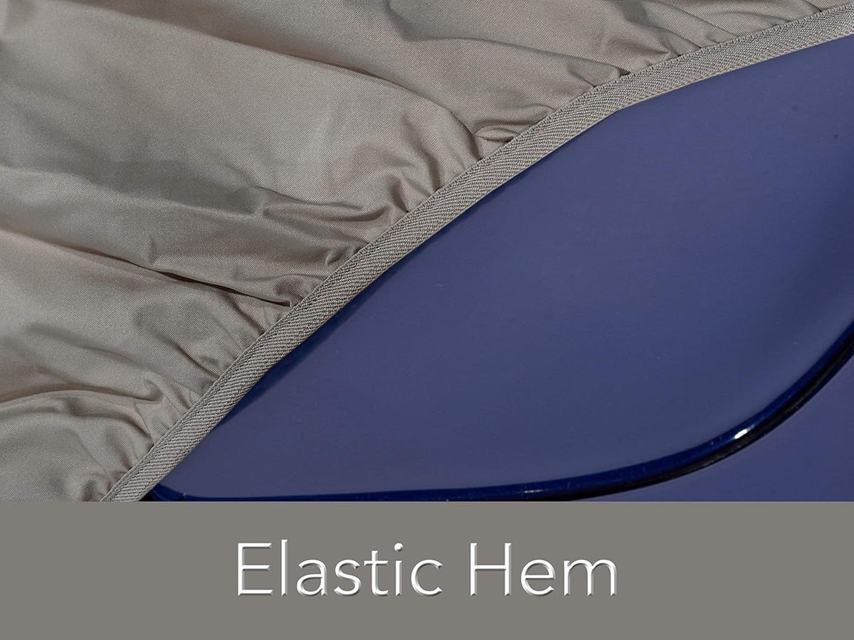 Grey Heavy-Duty Polyester Car Cover with Mesh Vent and Elastic Hem L299237