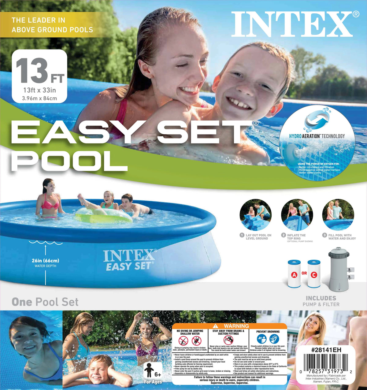 13ft x 32in Above Ground Swimming Pool with Filter Pump I487523