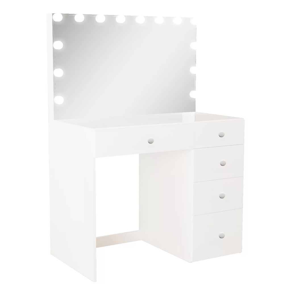 Modern White Vanity Desk with 5 Drawers U4659