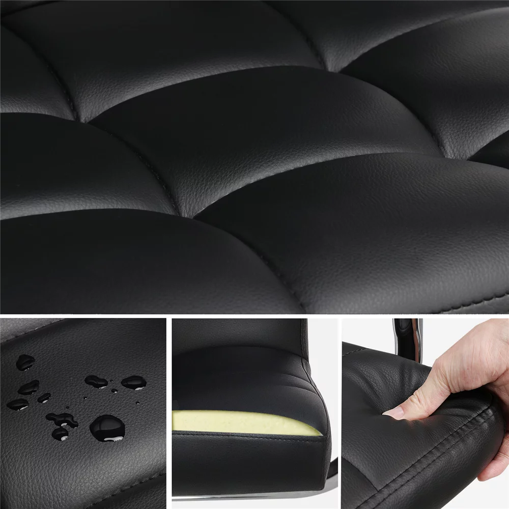 2pcs Black Faux Leather Swivel Bar Stools B890