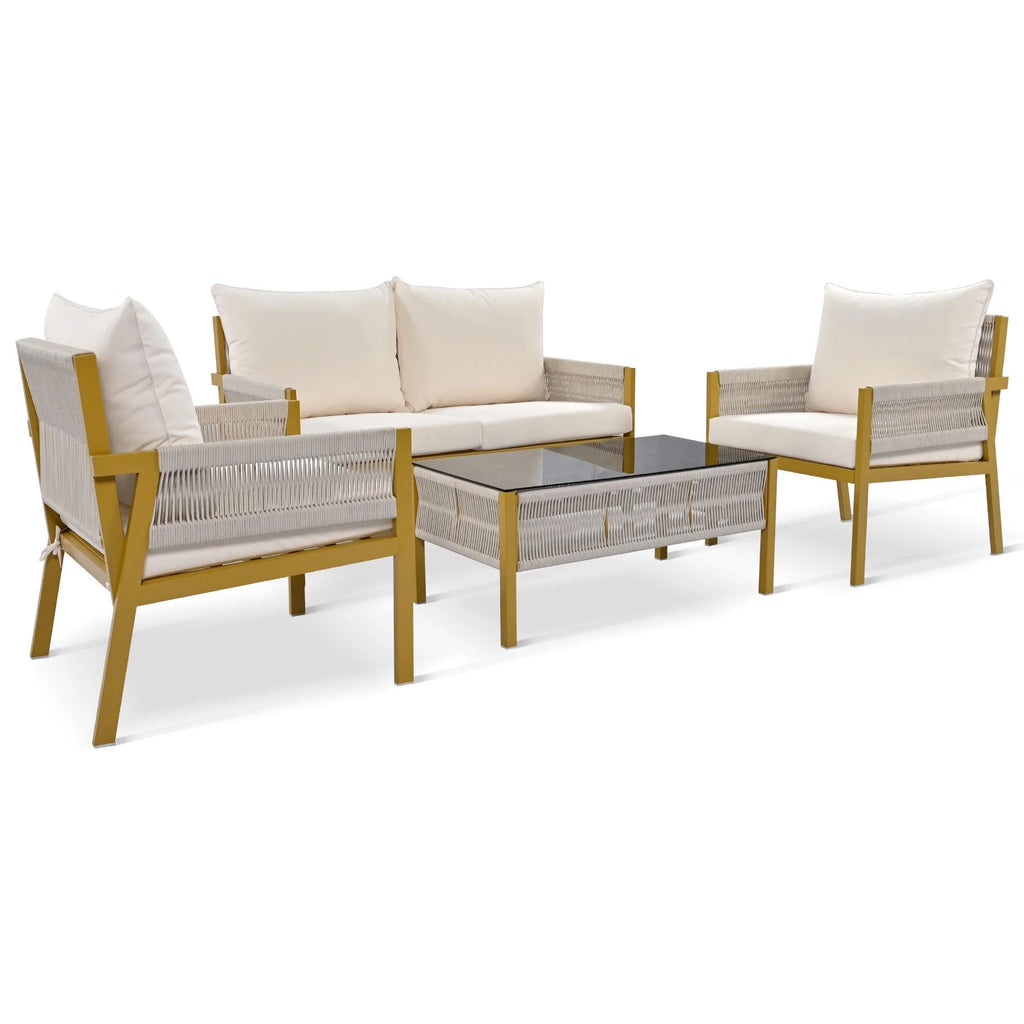 4-Piece Patio Furniture Set with Tempered Glass Table G80031