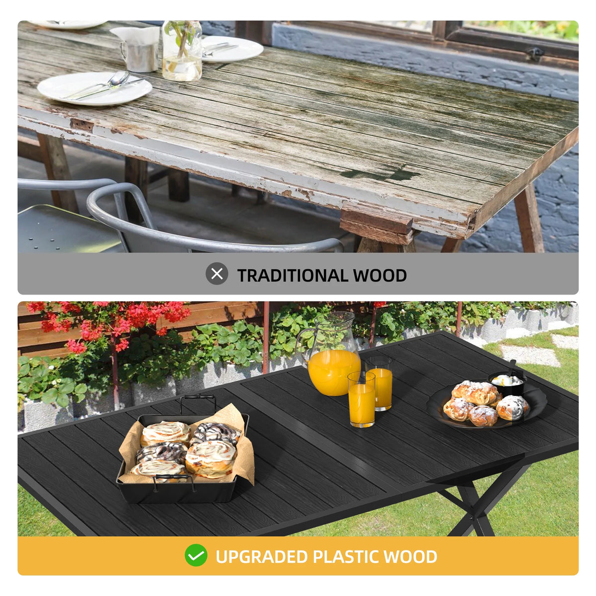 59in Black Metal Outdoor Dining Table Q51427