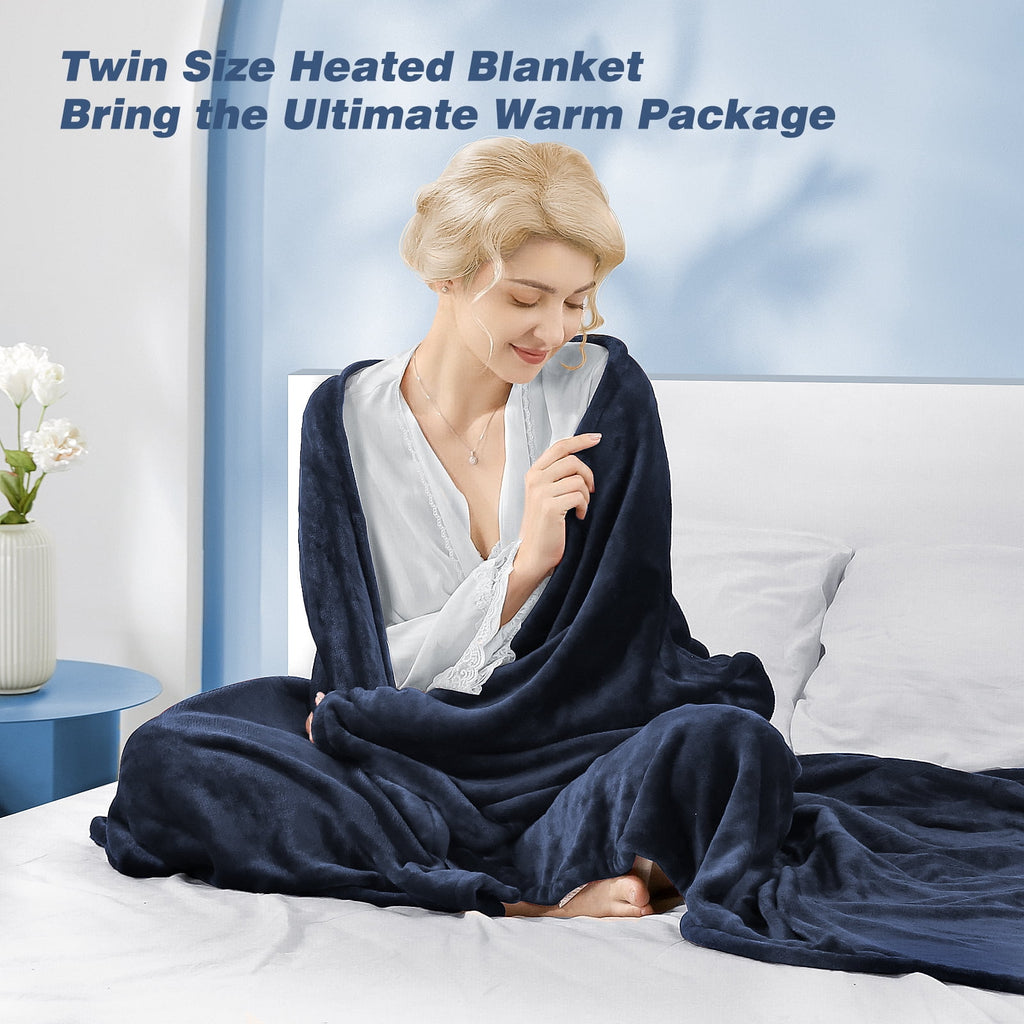 Electric Heated Blanket Twin Size Blue A5081