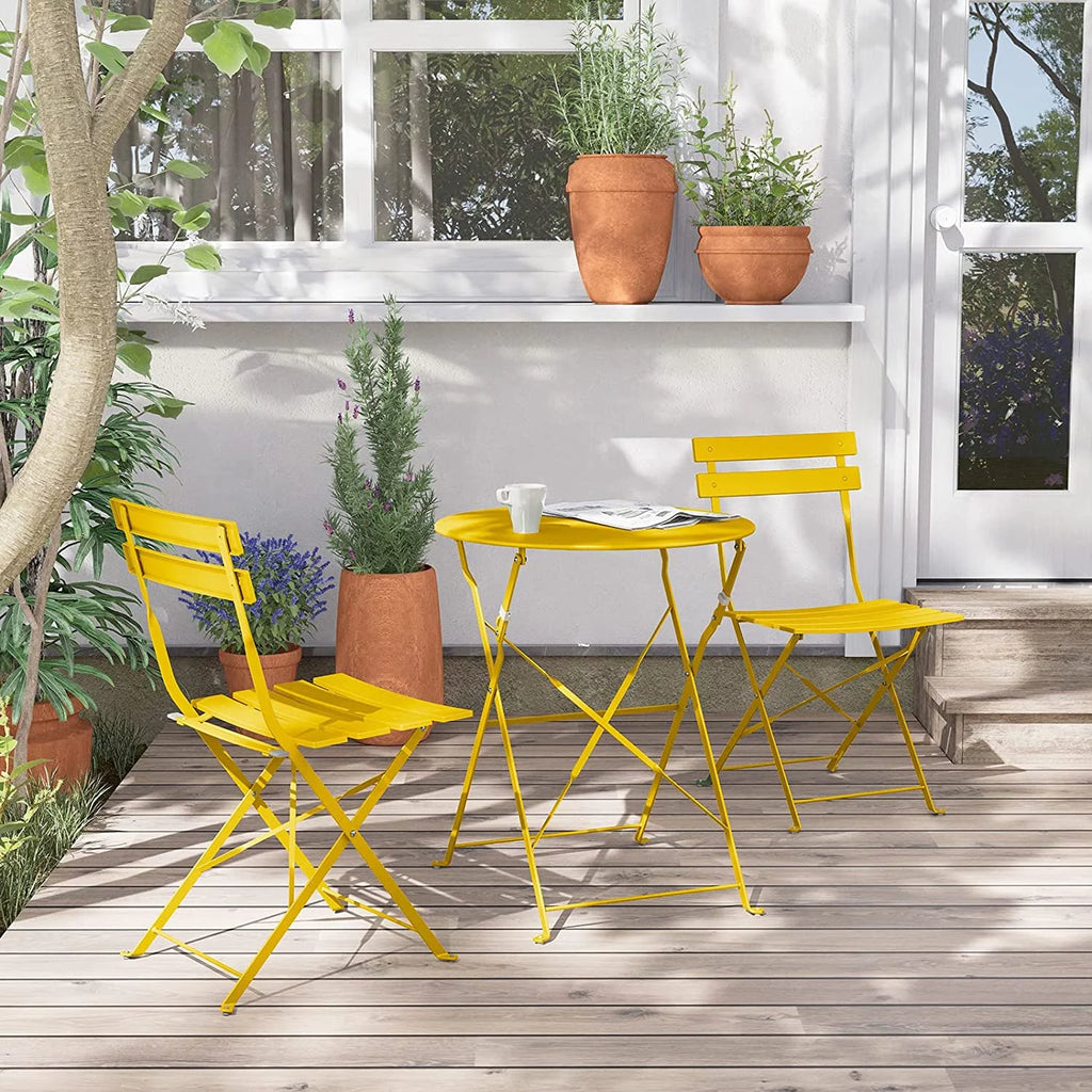 3 Piece Folding Steel Patio Bistro Set O31494