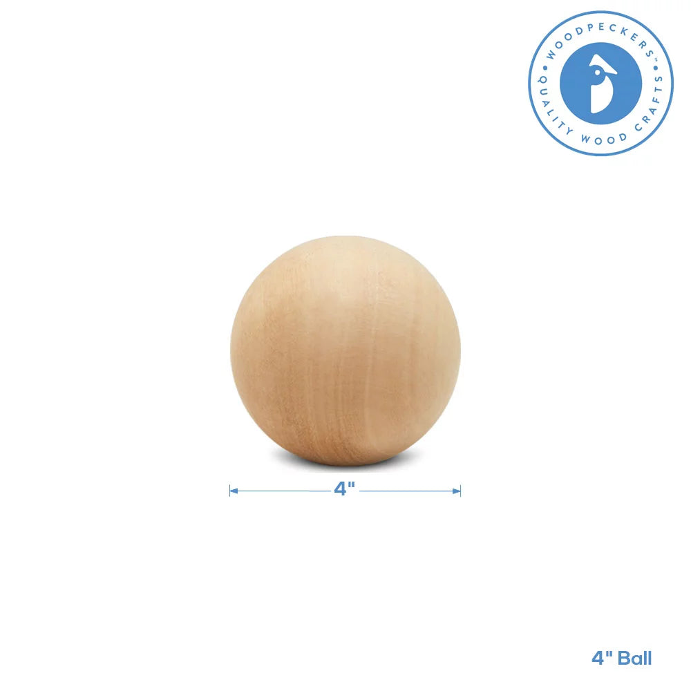 4 inch Unfinished Birch Wooden Balls, Bag of 25 J342