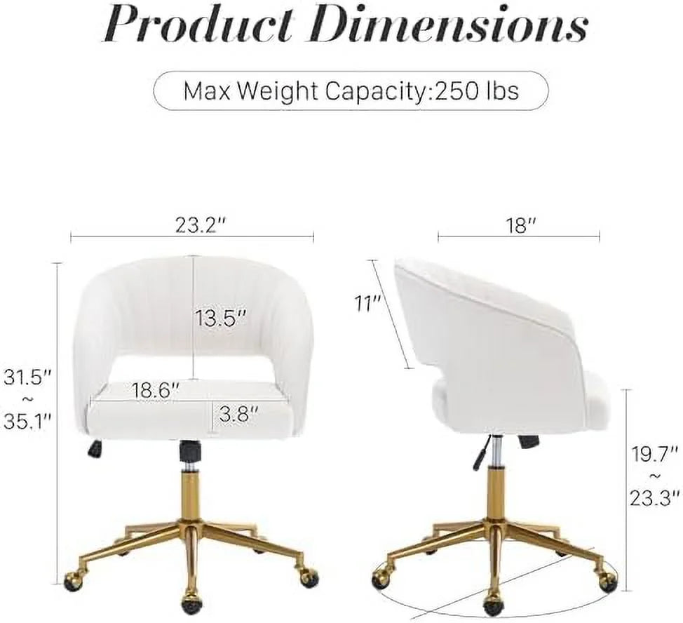 Velvet Height Adjustable Swivel Desk Chair U35283